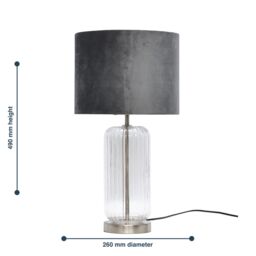 First Choice Lighting Set of 2 Walpole - Glass & Brushed Chrome 49cm Table Lamps in Silver - thumbnail 7