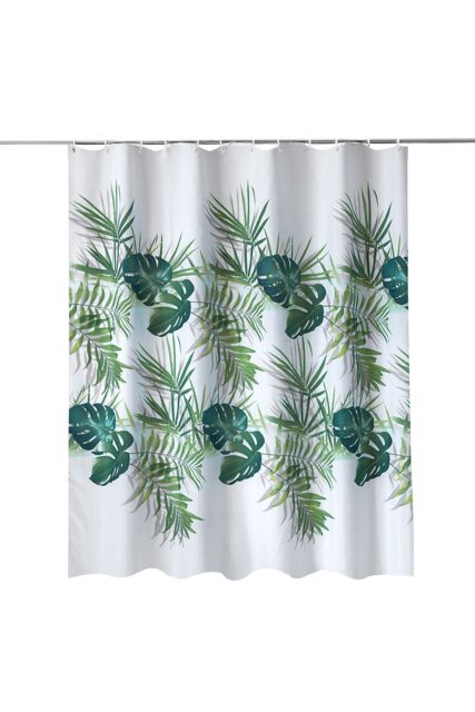 Neel Blue Mandala Polyester Shower Curtain, Water-Resistant Bathroom Curtain With 12 Hooks - 180x200cm in Green - Size: 180 cm width x 200 cm drop - image 1