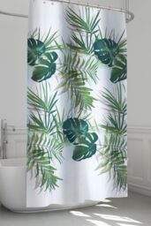 Neel Blue Mandala Polyester Shower Curtain, Water-Resistant Bathroom Curtain With 12 Hooks - 180x200cm in Green - Size: 180 cm width x 200 cm drop - thumbnail 6