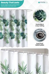 Neel Blue Mandala Polyester Shower Curtain, Water-Resistant Bathroom Curtain With 12 Hooks - 180x200cm in Green - Size: 180 cm width x 200 cm drop - thumbnail 4