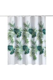 Neel Blue Mandala Polyester Shower Curtain, Water-Resistant Bathroom Curtain With 12 Hooks - 180x200cm in Green - Size: 180 cm width x 200 cm drop