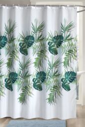 Neel Blue Mandala Polyester Shower Curtain, Water-Resistant Bathroom Curtain With 12 Hooks - 180x200cm in Green - Size: 180 cm width x 200 cm drop - thumbnail 7