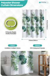 Neel Blue Mandala Polyester Shower Curtain, Water-Resistant Bathroom Curtain With 12 Hooks - 180x200cm in Green - Size: 180 cm width x 200 cm drop - thumbnail 2