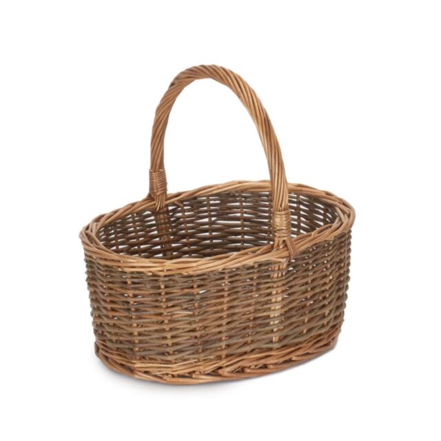 Red Hamper Oval Unpeeled Shopping Basket in Brown - Size: Large - image 1
