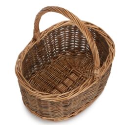 Red Hamper Oval Unpeeled Shopping Basket in Brown - Size: Large - thumbnail 2