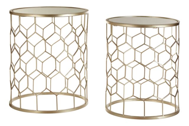 Orsina Versatile Design Set Of Two Honeycomb Side Tables, Industrial Table For Livingroom, Everyday Use Lounge Table in Gold - image 1
