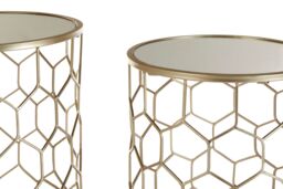 Orsina Versatile Design Set Of Two Honeycomb Side Tables, Industrial Table For Livingroom, Everyday Use Lounge Table in Gold - thumbnail 3