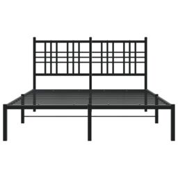 Berkfield Home Metal Bed Frame without Mattress with Headboard Black 140x190cm - Size: 140x190 cm - thumbnail 4