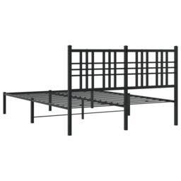 Berkfield Home Metal Bed Frame without Mattress with Headboard Black 140x190cm - Size: 140x190 cm - thumbnail 6