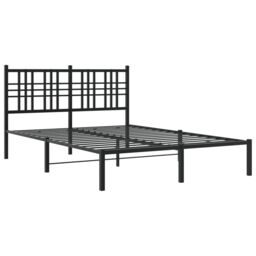 Berkfield Home Metal Bed Frame without Mattress with Headboard Black 140x190cm - Size: 140x190 cm - thumbnail 3