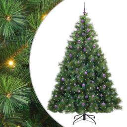 Berkfield Home Artificial Christmas Tree with 300 LEDs Green 240 cm PE & PVC - thumbnail 2