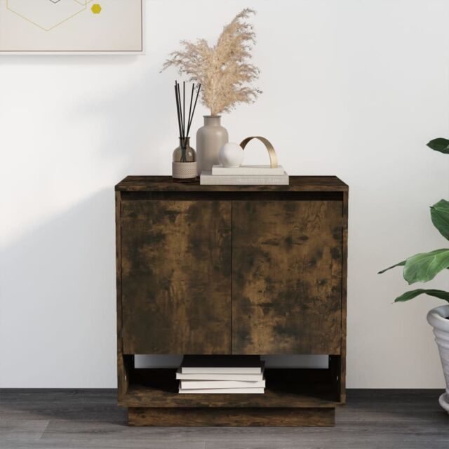 Berkfield Home Sideboard Smoked Oak 70x41x75 cm Engineered Wood in Brown - Size: 70 x 41 x 75 cm - image 1