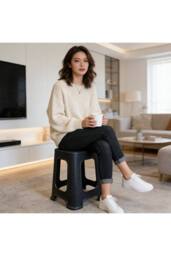 KDMD Large Plastic Rattan Backless Stool 28x28x46cm Random Colors - Size: 28 x 28 x 46 cm - thumbnail 3