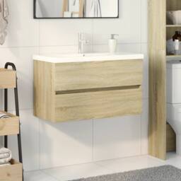 Berkfield Home Durable 2 Piece Bathroom Furniture Set Ceramic & Engineered Wood in Light Tan - thumbnail 2