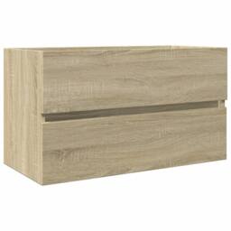Berkfield Home Durable 2 Piece Bathroom Furniture Set Ceramic & Engineered Wood in Light Tan - thumbnail 4