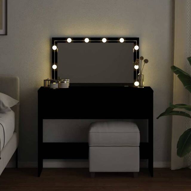 Berkfield Home Beautiful Dressing Table with LED Black 100x40x120 cm - Size: 100 x 40 x 120 cm - image 1