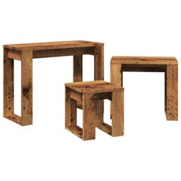 Berkfield Home Nest of Tables 3 pcs Old Wood Engineered Wood in Brown - thumbnail 5