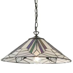 Loops Tiffany Glass Hanging Ceiling Pendant Light Bronze Chain Deco Lamp Shade i00077 in Clear - thumbnail 3