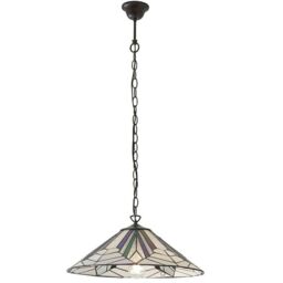 Loops Tiffany Glass Hanging Ceiling Pendant Light Bronze Chain Deco Lamp Shade i00077 in Clear