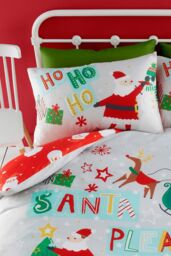 Bedlam 'Santa Please Stop Here' Glow in the Dark Duvet Cover Set in Grey - Size: Double - thumbnail 2