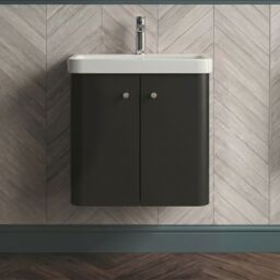 Balterley Wall Hung 2 Door Vanity Unit with Ceramic Sink Dark Grey 600mm - thumbnail 8