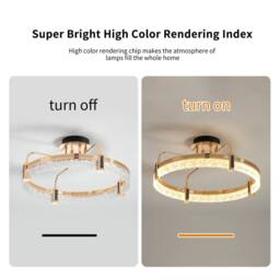 NIVOR 50W Dimmable LED Ceiling Light 1-Ring Crystal Pendant Chandelier in Metallic Gold - thumbnail 3