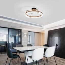 NIVOR 50W Dimmable LED Ceiling Light 1-Ring Crystal Pendant Chandelier in Metallic Gold - thumbnail 5