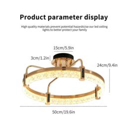 NIVOR 50W Dimmable LED Ceiling Light 1-Ring Crystal Pendant Chandelier in Metallic Gold - thumbnail 2