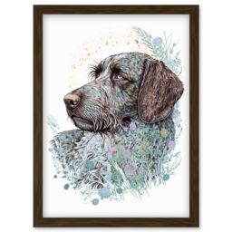 Artery8 German Wirehead Pointer Dog Nature Spirit Animal Modern Multicoloured Illustration Artwork Framed Wall Art Print A4 in Brown - thumbnail 1