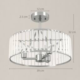 HOMCOM Semi Flush Mount Modern Crystal Chandelier Ceiling Light, Silver Tone - thumbnail 3
