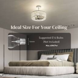 HOMCOM Semi Flush Mount Modern Crystal Chandelier Ceiling Light, Silver Tone - thumbnail 5
