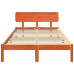 Berkfield Home Bed Frame with Headboard Wax Brown 140x190 cm Solid Pine Wood - thumbnail 5