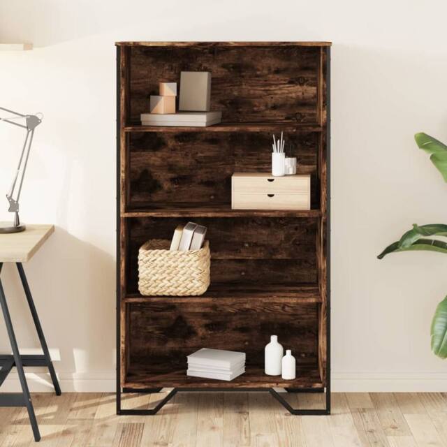 Berkfield Home Modern Bookcase Smoked Oak 80x31x137.5 cm Engineered Wood in Brown - image 1
