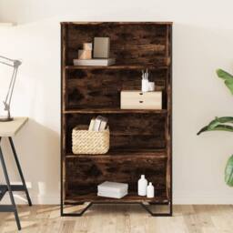 Berkfield Home Modern Bookcase Smoked Oak 80x31x137.5 cm Engineered Wood in Brown - thumbnail 1
