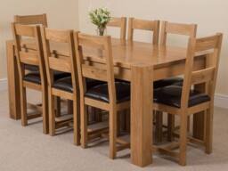 Thats Furniture Kuba 180 x 90 cm Chunky Oak Dining Table & 8 Lincoln Chairs in Brown - thumbnail 1