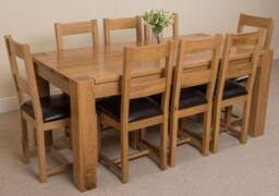 Thats Furniture Kuba 180 x 90 cm Chunky Oak Dining Table & 8 Lincoln Chairs in Brown - thumbnail 3