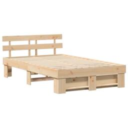 Berkfield Home with Headboard Brown 140 x 190 cm Solid pine wood in Natural