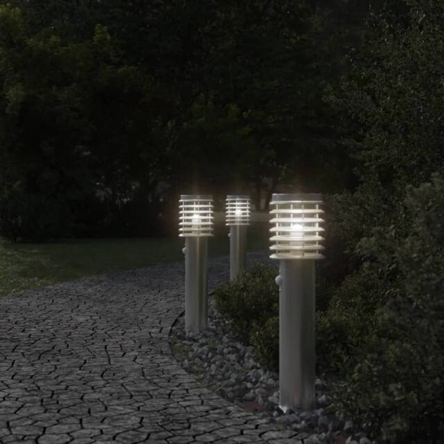 Berkfield Home Outdoor Floor Lamp with Sensor Silver 60 cm Stainless Steel - image 1