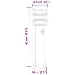 Berkfield Home Outdoor Floor Lamp with Sensor Silver 60 cm Stainless Steel - thumbnail 7