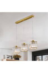 Living and Home 3-Light Crystal Ceiling Pendant Light Chandelier in Gold