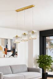 Living and Home 3-Light Crystal Ceiling Pendant Light Chandelier in Gold - thumbnail 3