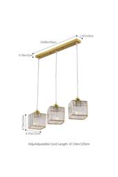 Living and Home 3-Light Crystal Ceiling Pendant Light Chandelier in Gold - thumbnail 2