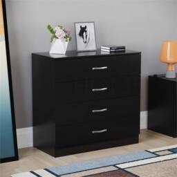 FORGEVIO 4 Drawer, Black Chest of Drawers Storage Bedroom Furniture - Size: 0.6m2 - thumbnail 2