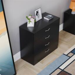 FORGEVIO 4 Drawer, Black Chest of Drawers Storage Bedroom Furniture - Size: 0.6m2 - thumbnail 3