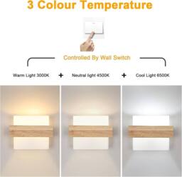 Goeco Indoor Wall Light Wood, E27, Glass Lampshade, Creative Square Design in Brown - thumbnail 2