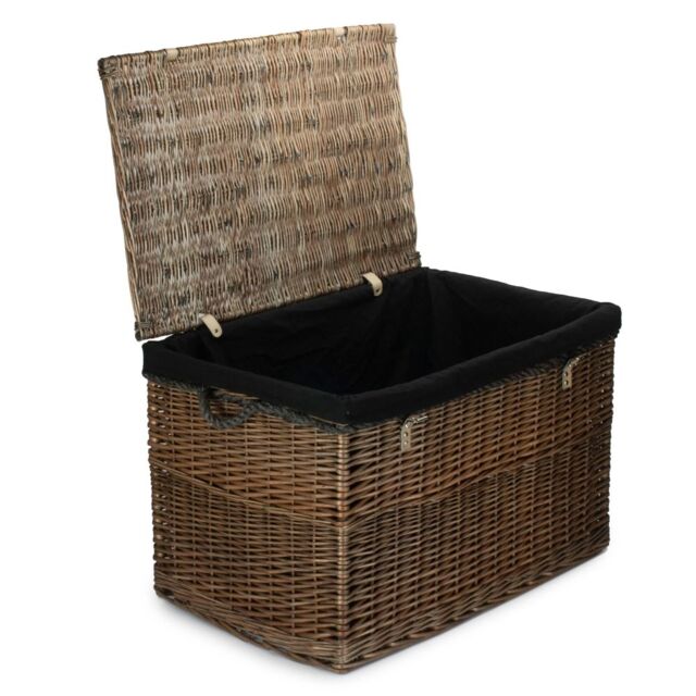 Red Hamper Wicker Large Antique Wash Storage Basket in Black - image 1