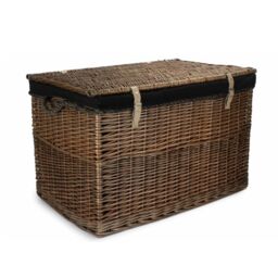 Red Hamper Wicker Large Antique Wash Storage Basket in Black - thumbnail 2