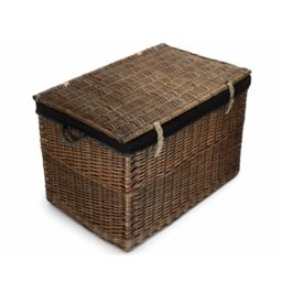 Red Hamper Wicker Large Antique Wash Storage Basket in Black - thumbnail 3