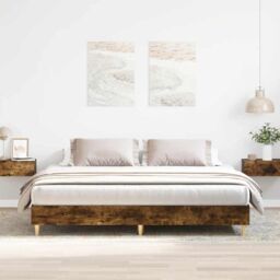 Berkfield Home Bed Frame without Mattress Smoked Oak 160x200cm Engineered Wood in Brown - Size: 160x200 cm - thumbnail 1