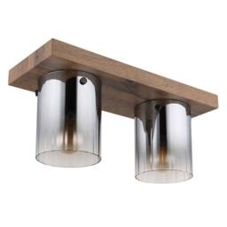 Netlighting Underwood Cluster Ceiling Light Wood Look Smoke Glass 2x E27 in Brown - thumbnail 2